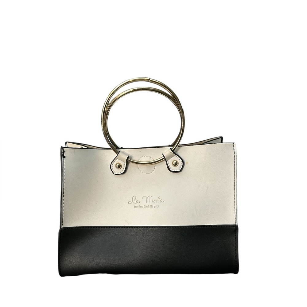 Moda Two-Tone Black and White Satchel